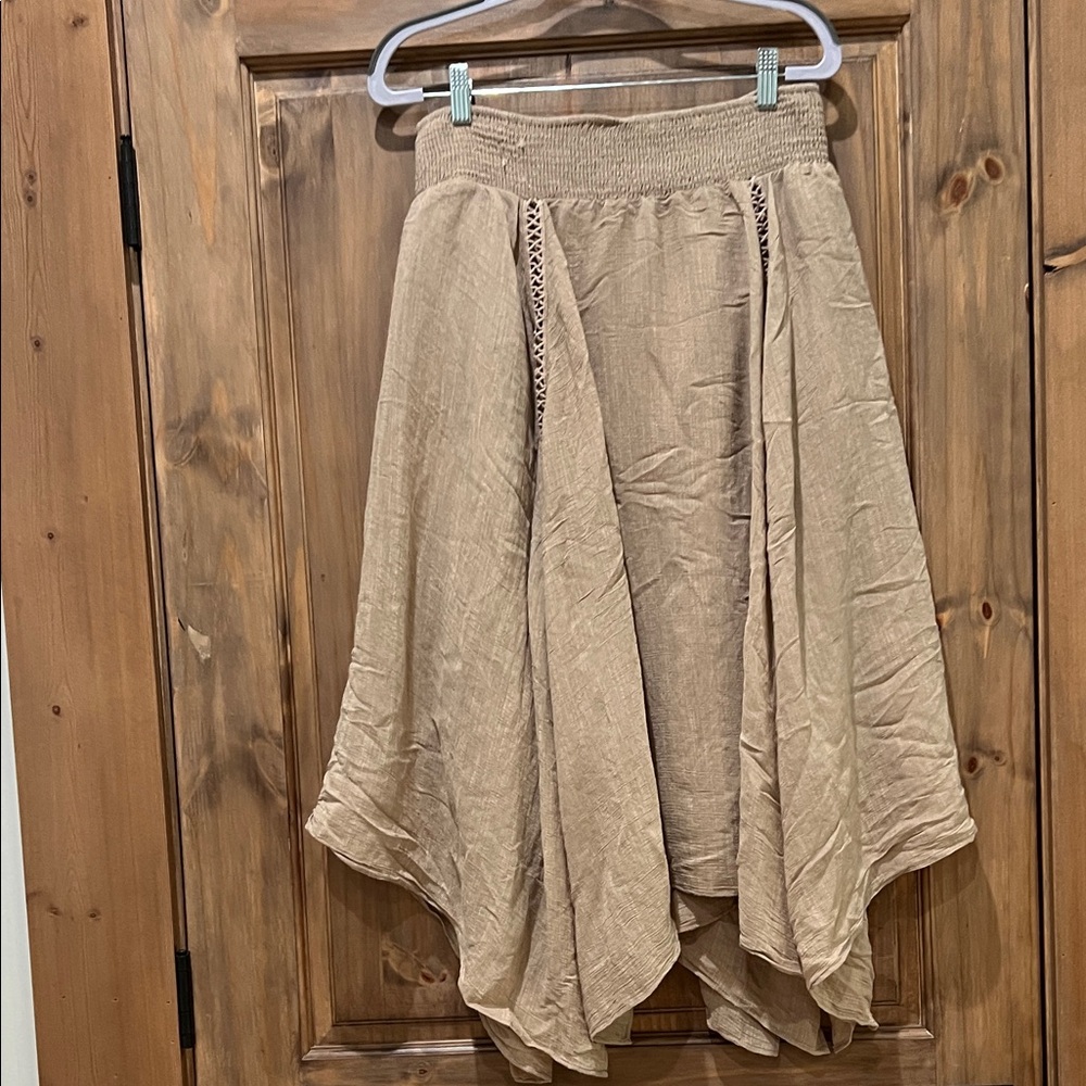 new directions Beige Asymmetrical Handkerchief Hem Skirt - Picture 3 of 3